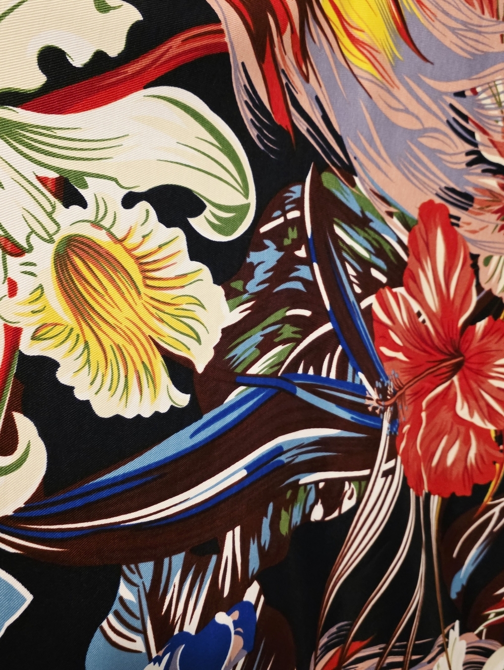 Max Studio Tropical Caftan Kimono Cover Up Floral Birds Resortwear Beach - Picture 12 of 16